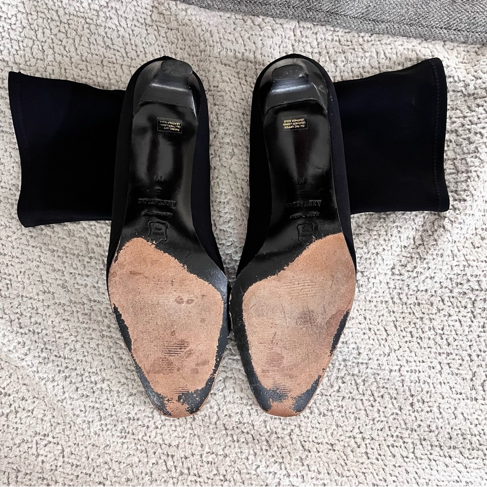 🌟🌟Black Heeled Ankle Boots with Pointed Toe and Slip-On Design - Picture 5 of 7